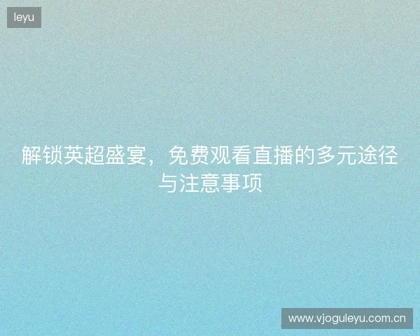 解锁英超盛宴，免费观看直播的多元途径与注意事项